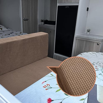 Tlswshsy RV Dinette Cushions Covers - Stretch Sofa Seat Slipcovers - Washable Loveseat Sofa Furniture Protector for Camper Car Bench (Camel 2 Backrest Covers & 2 Bench Covers) - color: Camel