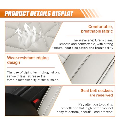 Luxury Faux Leather Car Seat Cover, Anti-Slip Waterproof Universal Front Bottom Seat Protector with Storage Pocket, Triangular Pattern Vehicle Seats Cushion for Sedans, SUVs, Trucks (Grey) - color: Grey