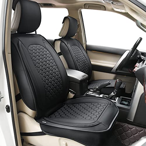 Elantrip Car Seat Cover Full Set Luxury Faux Leather with Diamond Quilted Design, Waterproof, 5mm High Elasticity Foam Suitable for Cars Trucks and Suvs Black - size: Full Seat Cover Set