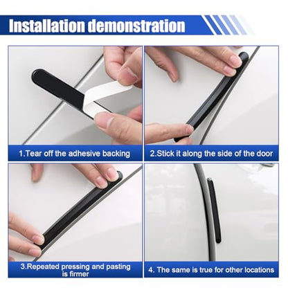 4PCS Car Side Door Edge Guards – Silicone Anti-Scratch&Anti-Collision Car Door Protector Trim Strips with Self-Adhesive – Universal Auto Body Bumper Protector for Cars SUVs Trucks Sedans (Transparent)
