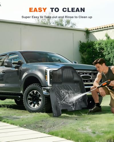Floor Mats for F150 Ford 2015-2025 2026 and F150 Lightning 2022-2025 2026 SuperCrew with Bucket Seats(Without Rear Fold Flat Storage Box), Custom Fit TPE All Weather Floor Liners - size: F150/F150 Lightning Without storage