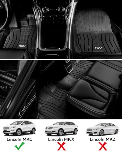 3W Floor Mats Compatible for Lincoln MKC 2015-2019, TPE All Weather Floor Liner Custom Fit 1st and 2nd Rows Full Set Car Liners - Black
