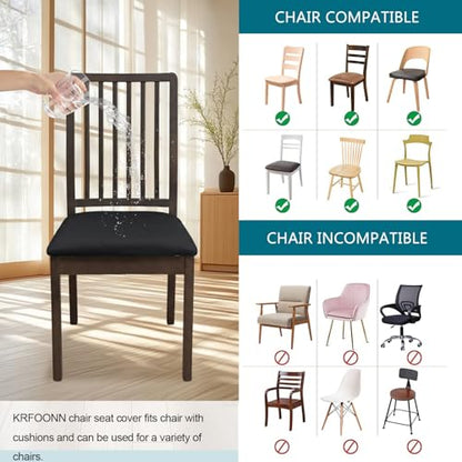 KRFOONN Waterproof Seat Covers for Dining Room Chairs Set of 4 with Bench Cover Washable Dining Chair Covers Removable Kitchen Chair Cushion Slipcovers Protector, A1 - color: Color A1