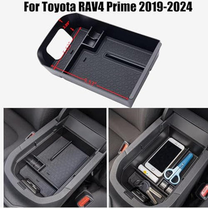 3Pcs Center Console Organizer Divider Storage Tray Compatible with Toyota RAV4 2019-2025 Armrest Storage Box Interior Accessories, Gear Shift Storage Tray Box Insert Divider