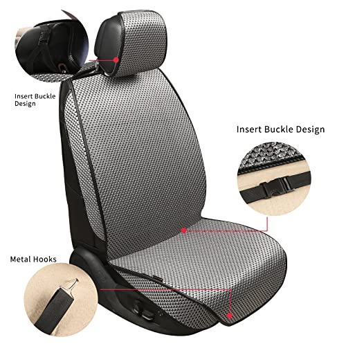 2PCS Luxury Breathable Car Seat Cover,Front Car Seat Protector, Fit Four Seasons of Universal Automotive Vehicle Cushion Cover, Compatible with 90% Cars,SUV,Trucks (Gray,Front Seats)