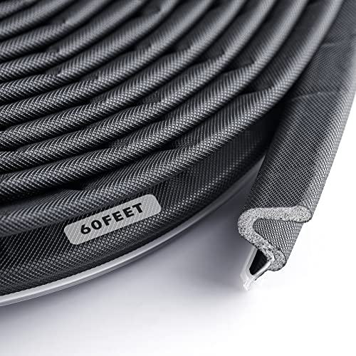 BBTO Weather Stripping Door Seal Exterior Weather Strip for Window V-Shaped Foam Kerf Garage Door Gap Blocker Soundproof Home Improvement Easy to Install(60 Feet,Black) - color: Black, size: 60 Feet