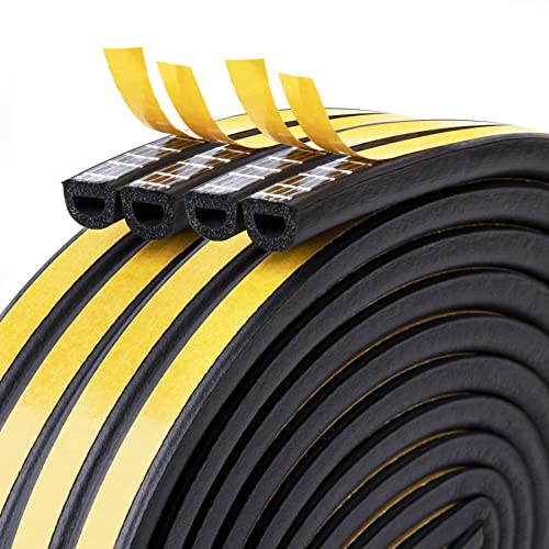 CloudBuyer Door Weather Stripping, Soundproof Insulation Seal Strip for Windows with Self-Adhesive Protection (Black, 33Ft) - color: Black, size: 33Ft