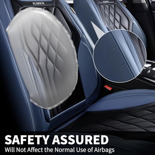 Universal Seat Covers for Cars Full Set, Automotive Seat Covers, Waterproof Leather Car Seat Protector Fit for Most Sedans SUV Pick-up Truck- Blue&Black