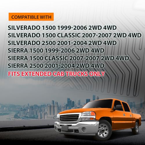G-PLUS Floor Mats 3pcs Fit for Chevy Silverado GMC Sierra 1500 1999-2006 & 1500 Classic 2007, Fit Silverado Sierra 2500 2001-2004, 2WD 4WD Extended Cab TPE Floor Cargo Liners - size: 1999-2007|Fit Silverado 1500 Extended Cab|3PCS