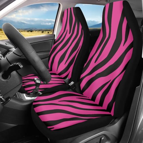 Universal Car Front Seat Covers Purple Zebra Print 2 Pieces Thin Car Accessories Breathable Automotive Seats Protector Fit for Most Cars SUV Sedans Hatchbacks - color: Purple Zebra