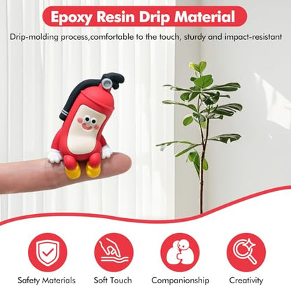 Fuallwin FaulWin 4Pcs Resin Firefighter & Fire Extinguisher Animal Ornament Set, Funny Computer Monitor Decoration for Office Desk, Car Dashboard, TV Stand (Red)