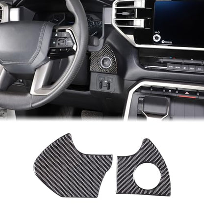 Car Engine Start Stop Decoration Frame Stickers Fit for Toyot@a Tundra/Sequoia 2022-2024 Real Carbon Fiber Center Console Key Ignition Starter Button Knob Panel Protect Cover Trim Sticker Accessories - size: Engine Start Stop Trim Frame Sticker