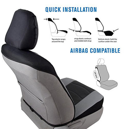 BDK Soft & Smooth Leatherette Sideless Front Car Seat Covers Fit for Car SUV Van (Black & Gray)- Easy Installation Cover - color: Black & Slate Gray