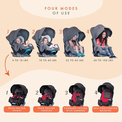 Baby Trend Cover Me 4-in-1 Car Seat Convertible Infant Toddler Rotating Safety Seat with Adjustable/Removable Canopy and 2 Cup Holders, Stormy Gray - color: Stormy Gray