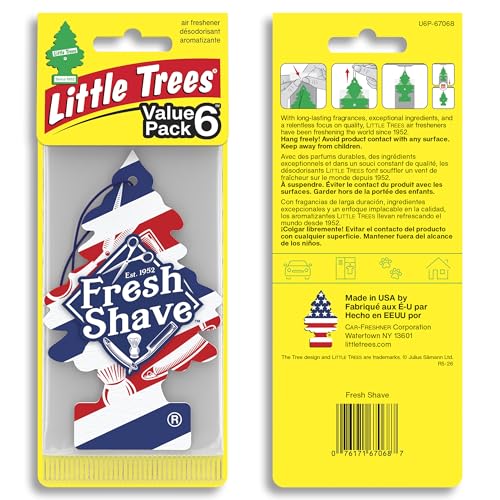 LITTLE TREES Car Air Freshener | Hanging Tree Provides Long Lasting Scent for Auto and Home | 24 Air Fresheners |Fresh Shave - color: Fresh Shave, size: 6 Count (Pack of 4)