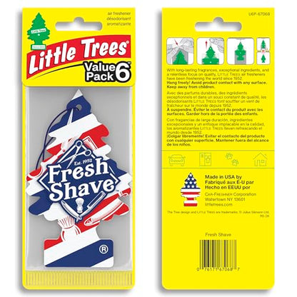LITTLE TREES Car Air Freshener | Hanging Tree Provides Long Lasting Scent for Auto and Home | 24 Air Fresheners |Fresh Shave - color: Fresh Shave, size: 6 Count (Pack of 4)