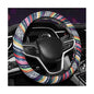 Boho Steering Wheel Cover, 15 Inch Coarse Flax Cloth Ethnic Style Anti-Slip Car Wheel Wrap, Universal Breathable Bohemian Steering Wheel Protector for Cars Vans Trucks (B) - color: B