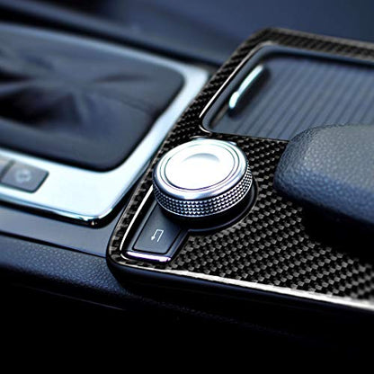 for Mercedes-Benz C E Class W204 W212 C180 C200 E260 E300 Real Soft Carbon Fiber Gear Shift Panel Cover Center Console Trim Frame Sticker Car Interior Accessories - color: Cup Holder A