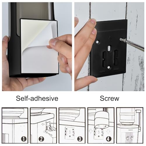 Cup Dispenser, Wall Mounted Water Cooler Cup Dispenser for 3oz-5oz Disposable Cups, Bathroom Cup Holder, Plastic Paper Cup Dispenser with Adhesive/Screw Mount for Office, Hospital, Bathroom - color: Black
