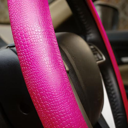 FH Group Universal Fit Silicone Snake Pattern with Massaging Grip Steering Wheel Cover fits most Cars, SUVs, Trucks, and Vans Hot Pink - color: Hot Pink