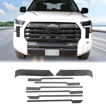 Aunginsy Car Front Bumper Grille Trim Sticker Compatible with Toyota Tundra 2022 2023 2024 Pickup Truck Real Carbon Fiber Material Decorative Sticker Protection Cover Interior Accessories - size: Front Bumper Grille Trim Sticker