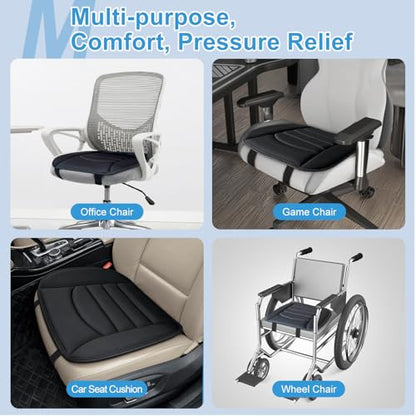 Car Seat Cushion Chair Cushions, 1.2in Memory Foam Pressure Relief Seat Cushion for Car, Non-Slip Design Car Truck Seat Cushion for Driving, Ergonomic Chair Seat Pad for Office Gaming Wheelchair