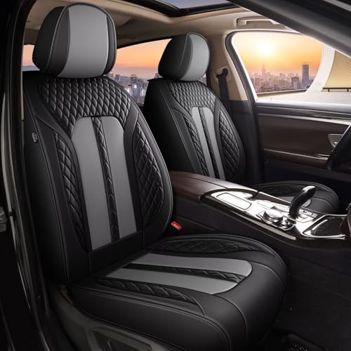AOMSAZTO Car Seat Cover Custom Fit for Honda Ridgeline 2006-2014 & 2024-2025 Leather Vehicle Cushions Cover Seat Protector Automotive 2PCS Front Seat Covers Waterproof Compatible Airbag （Black&Gray） - color: #086 Black&Gray, size: 2006-2014&2024-2025-2 fr