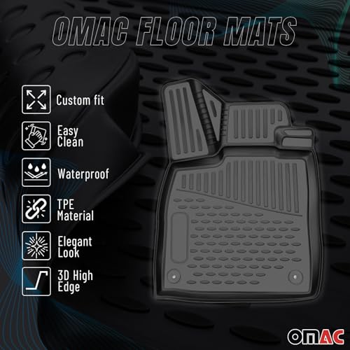 OMAC Floor Mats for Jeep Compass 2011-2016 Car Mats All Weather 3D Custom Fit Rubber Mat Waterproof Odorless TPE Floor Liners Laser Measured Non-Slip (Black)