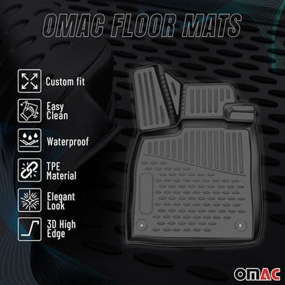 OMAC Floor Mats for Jeep Compass 2011-2016 Car Mats All Weather 3D Custom Fit Rubber Mat Waterproof Odorless TPE Floor Liners Laser Measured Non-Slip (Black)