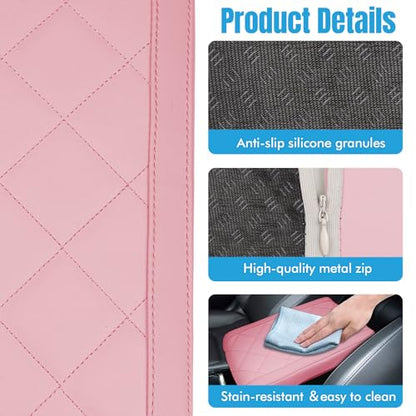 Hovom Car Center Console Armrest Pillow, 12.6"×7.87"×1.97" Leather Arm Rest Cover for Cars, Soft Comfortable Auto Armrest Cushion Pad, Vehicle Middle Console Cover, Car Accessories (Pink) - color: Pink