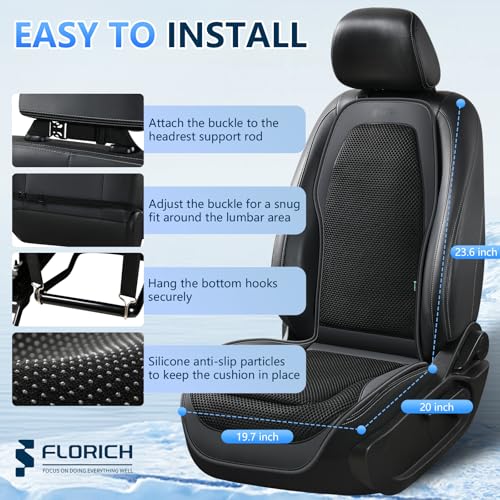 Upgraded Cooling Car Seat Cover Front Seat with Blowing&Suction, 12V-24V Ventilated Car Seat Cushion with 8 Turbo Fans, 3-Speed Adjustable Universal Fit Breathable Car Cushion for Summer Driving-Black - color: Black