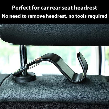 4-Pack 360° Rotating Car Headrest Hooks Vehicle Storage Organizer for Purses Handbags Groceries Backpack Coats – Holds 55lbs Universal Fit with Clip Black - color: Black