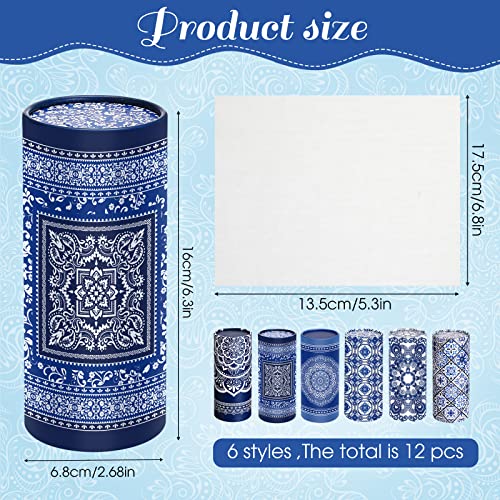 Outus 12 Pcs Mandala Car Tissues Cylinder Holder with 3 Ply Facial Tissue Bulk Round Tissue Holder Travel Tissues Boxes Container for Car Cup Wedding Birthday Party