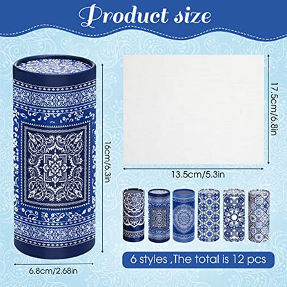 Outus 12 Pcs Mandala Car Tissues Cylinder Holder with 3 Ply Facial Tissue Bulk Round Tissue Holder Travel Tissues Boxes Container for Car Cup Wedding Birthday Party - style: Mandala