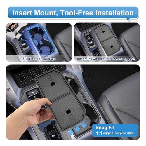 2026 RAV4 Cup Holder Console Tray, for Toyota RAV4 (LE/SE/XLE Premium/Woodland/XSE/Limited/GR Sport), Waterproof &Sturdy Cup Holder Insert 2026 RAV4 Accessories - color: Black-h