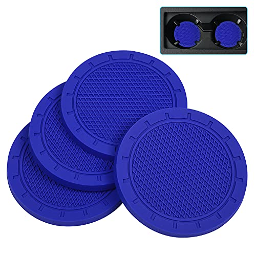 Car Coasters, Wisdompro 4 Pack PVC Car Cup Holder Insert Coaster - Anti Slip Universal Vehicle Interior Accessories Cup Mats for Women(2.75" Diameter, Blue) - color: Blue, size: 2.75"