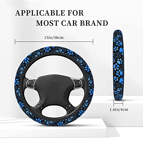Dog Paw Print Steering Wheel Cover Anti-Slip,Sweat Absorption Universal 15 inch Steering Wheel Covers Cute car Accessories for Men Women - color: 6