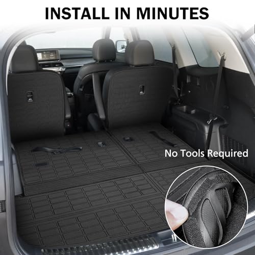 Trunk Mat & Backrest Mat & 2nd Row Seat Back Cover for Kia Telluride 2020-2026, All Weather TPE Cargo Liner Rear Cargo Protector for Telluride Accessories, Not Fit 2027 Redesigned Model - size: for Kia Telluride 2020-2026