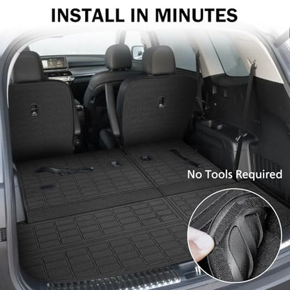 Trunk Mat & Backrest Mat & 2nd Row Seat Back Cover for Kia Telluride 2020-2026, All Weather TPE Cargo Liner Rear Cargo Protector for Telluride Accessories, Not Fit 2027 Redesigned Model - size: for Kia Telluride 2020-2026