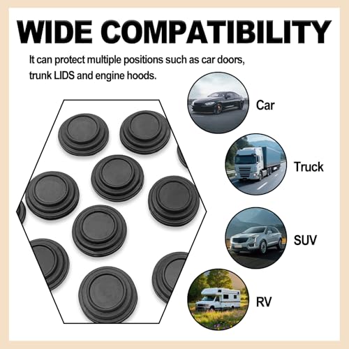 12 Pieces Universal Car Door Shock Absorber Thickened Rubber Anti-Collision Bumper Pads Self-Adhesive Soundproof Door Edge Guards Side Crash Protectors for Most Cars Black