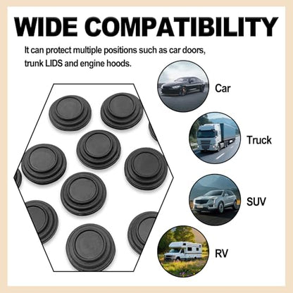 12 Pieces Universal Car Door Shock Absorber Thickened Rubber Anti-Collision Bumper Pads Self-Adhesive Soundproof Door Edge Guards Side Crash Protectors for Most Cars Black