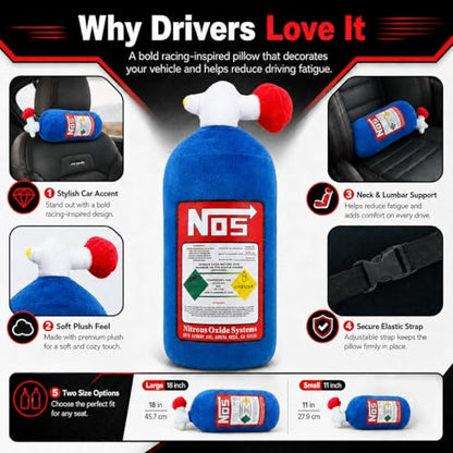 Car Lumbar Pillow NOS Pillow Bottle Car Headrest Pillow Soft Plush Neck Support Cushion for Driving, Office,Home,Party Decorations(18 inch) - size: Lumbar