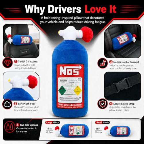 Car Lumbar Pillow NOS Pillow Bottle Car Headrest Pillow Soft Plush Neck Support Cushion for Driving, Office,Home,Party Decorations(18 inch) - size: Lumbar