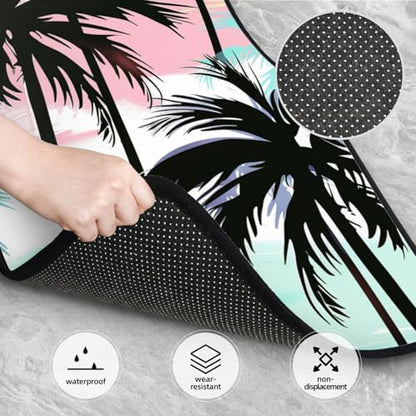 Universal Fit Car Floor Mats, Watercolor Tropical Hawaii Coconut Palm Trees Set of 4pcs Car Carpet Fit for SUV, Vans, Sedans, Trucks - color: Hawaii Coconut Palm Trees