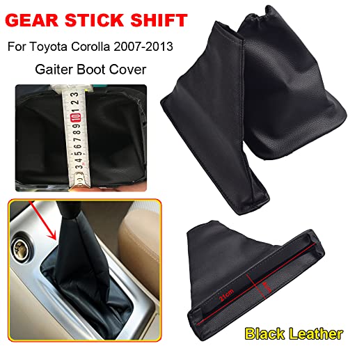 Black PU Leather Shift Lever Shift Strap Trunk Cover, Car Handbrake Leather Cover, for Toyota Corolla 2007-2013