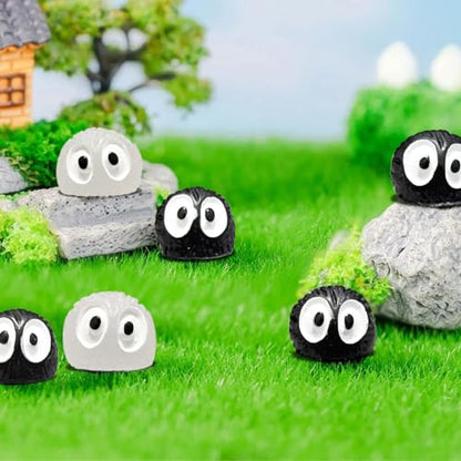 60Pcs Soot Sprites Car Mirror Decorations with Adhesive Dots - 50 Black & 10 Glow in Dark Rearview Mirror Charms - Kawaii Anime Ornaments for Dashboard, Hanging Decor - Unique Easter Gift