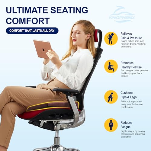 kingphenix Car Seat Cushion – Memory Foam Pad for Driving Comfort – Boosts Height and Relieves Coccyx & Lower Back Pain – Car, Truck, Office Chair (Leather & 4D Mesh Brown) - color: Leather & 4d Mesh Brown