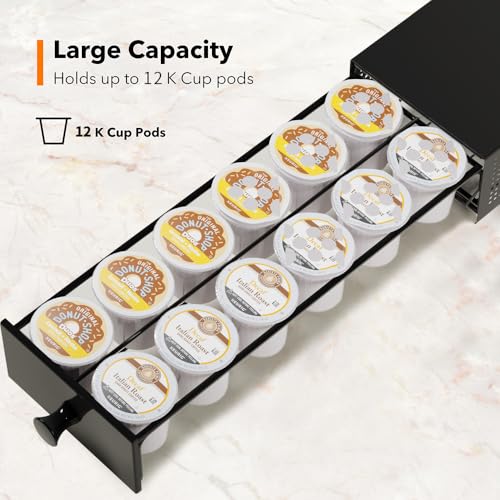 SICHEER K Cup Organization Storage Drawer Maker K Cup Holder Coffee Pod Organizer Stand Tray Counter Rack Countertop Maker Stand Capsules Compatible with Keurig Accessories Holds 12 Pods - size: 12 Pod Capacity