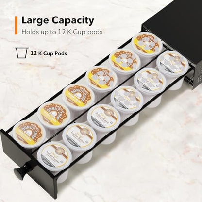 SICHEER K Cup Organization Storage Drawer Maker K Cup Holder Coffee Pod Organizer Stand Tray Counter Rack Countertop Maker Stand Capsules Compatible with Keurig Accessories Holds 12 Pods - size: 12 Pod Capacity
