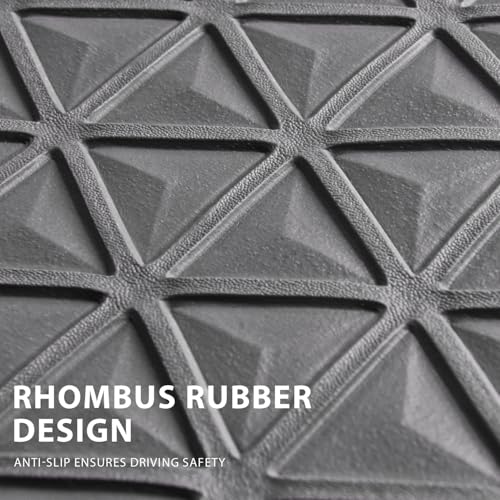 CAR PASS Bling Diamond Car Mats Gray Rubber Floor Mats Full Set Anti-Slip 3D Rhombus Waterproof Trim to Fit Liner Universal Glitter Crystal Sparkly Shining Rhinestone Girl Women SUV Sedan Van All Gray - color: Gray Rubber